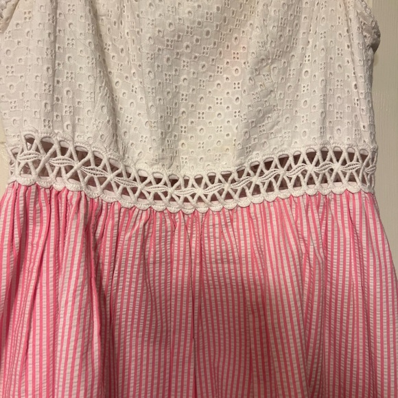 Lilly Pulitzer White Eyelet and Pink Striped Dress - Picture 3 of 9